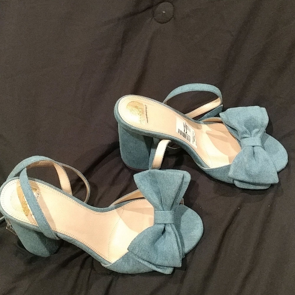 Denim Bow Tie Heels